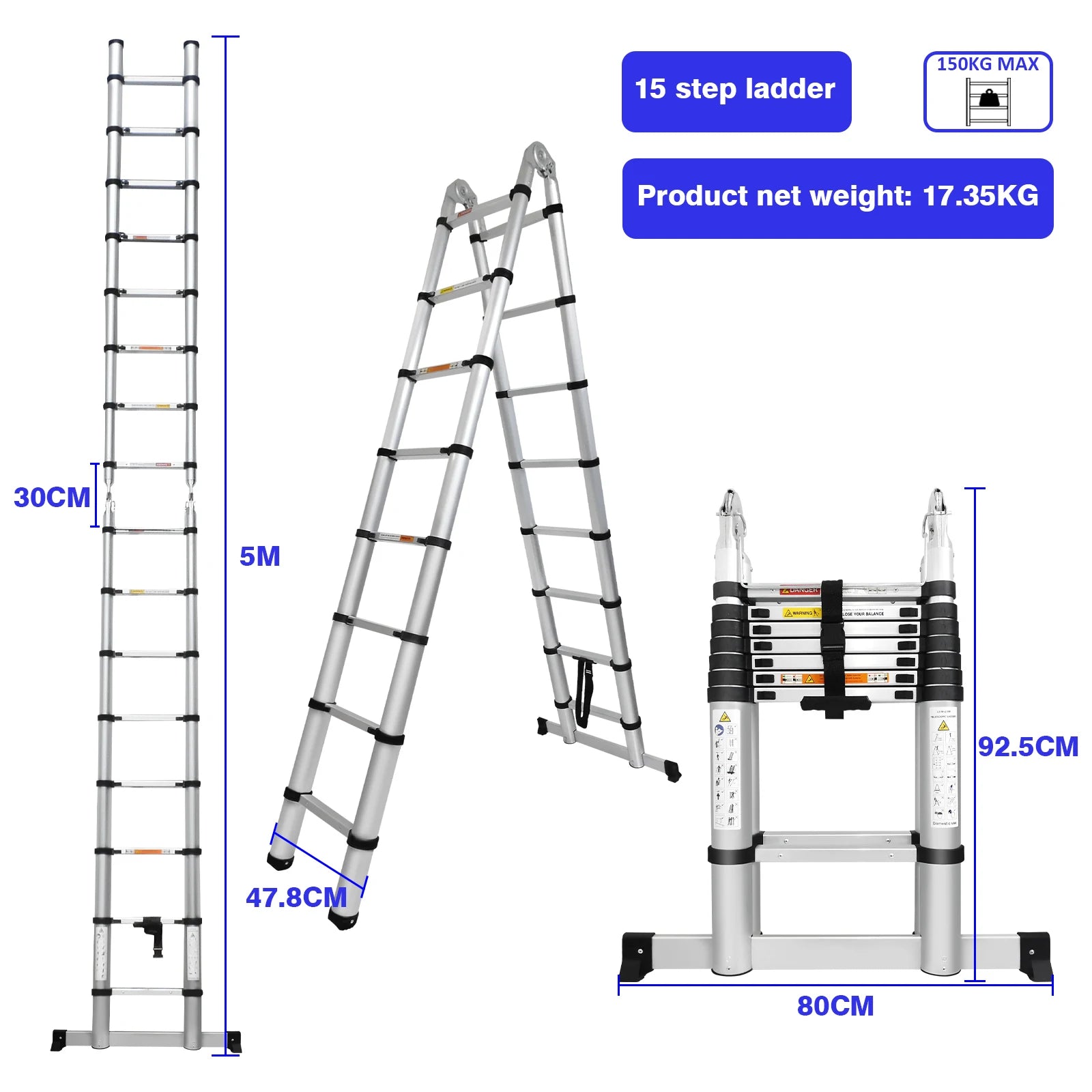 5M A-Frame + Extension Combination Ladder - DualFrame 500