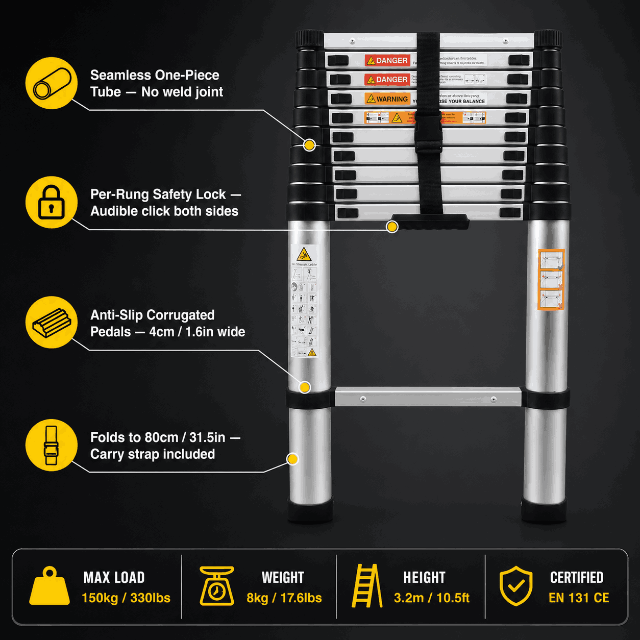 3.2M Lightweight Telescopic Ladder - Apex 320