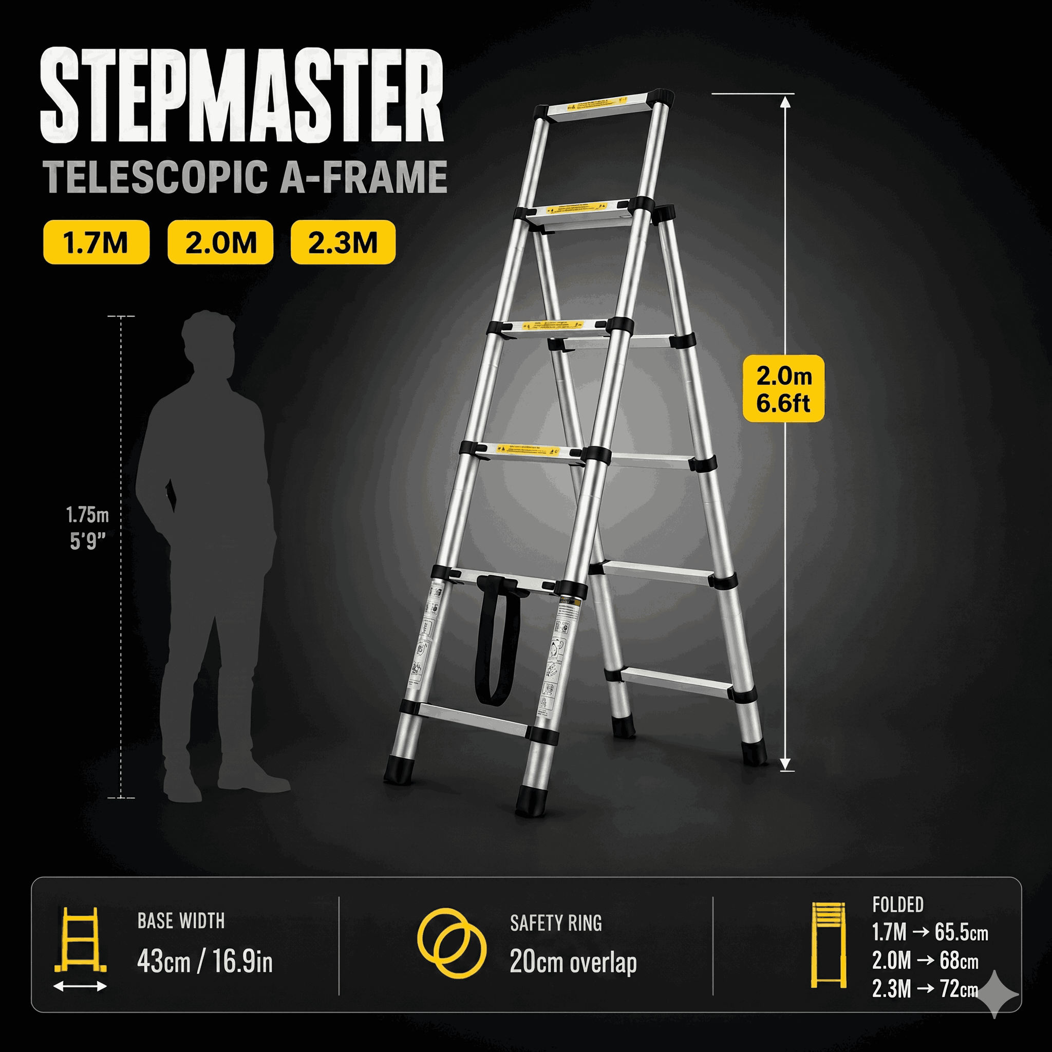 StepMaster — Telescopic A-Frame Step Ladder
