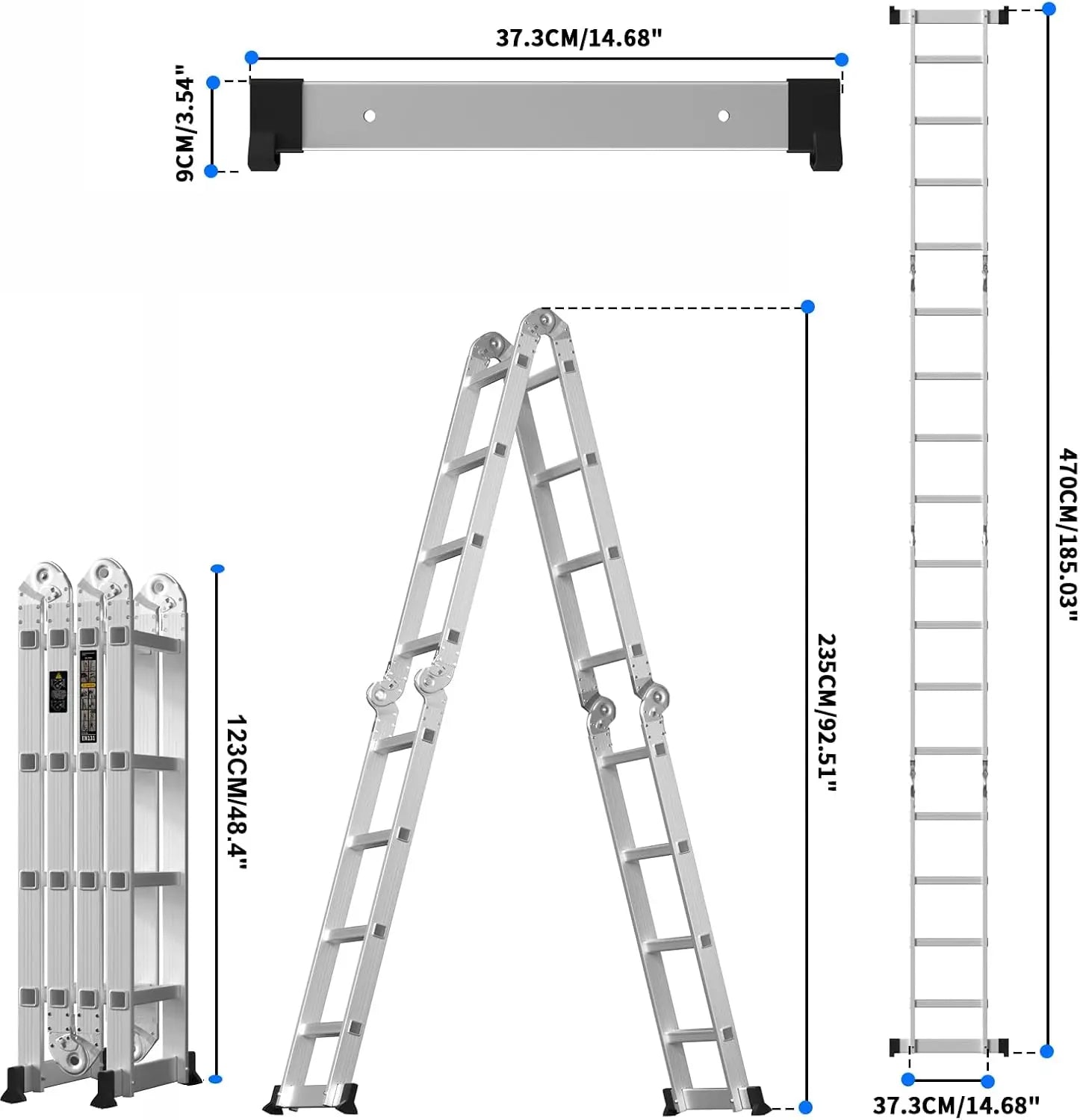 4.7M 14-in-1 Articulated Folding Ladder - FoldPro 470