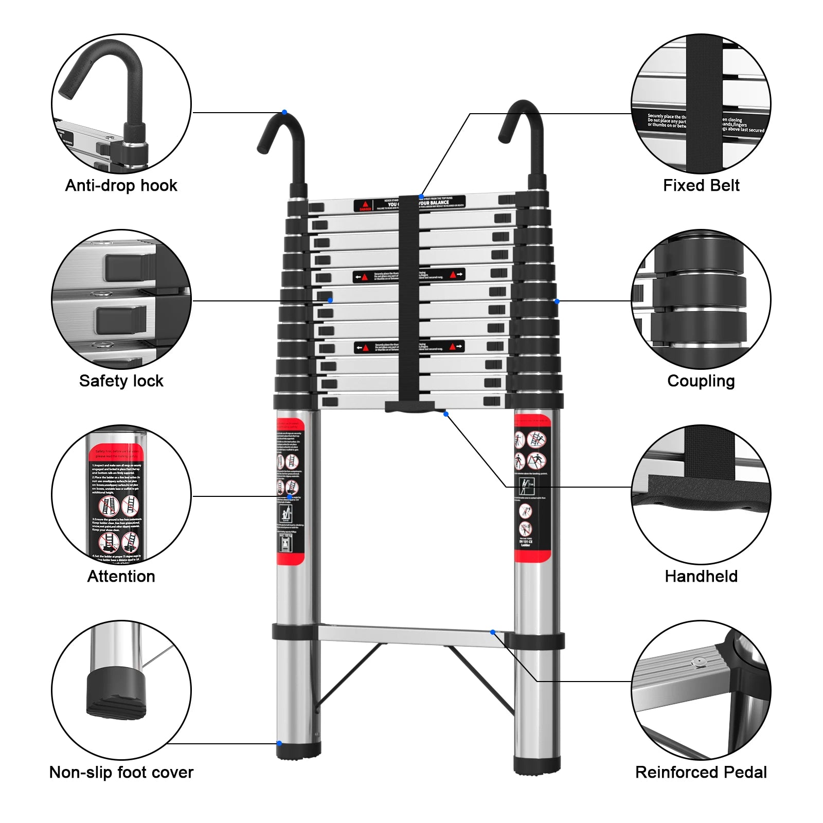 5M Telescopic Ladder with Anti-Drop Hooks - Apex 500