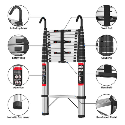 5M Telescopic Ladder with Anti-Drop Hooks - Apex 500