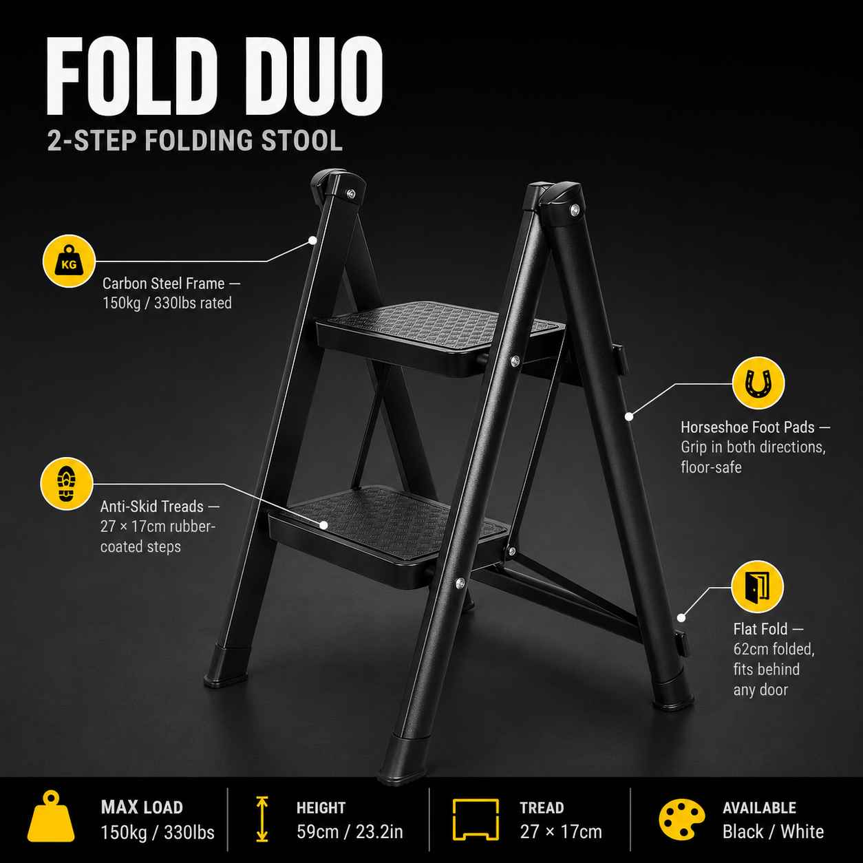 2-Step Folding Step Stool - Fold Duo