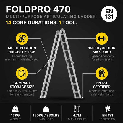4.7M 14-in-1 Articulated Folding Ladder - FoldPro 470