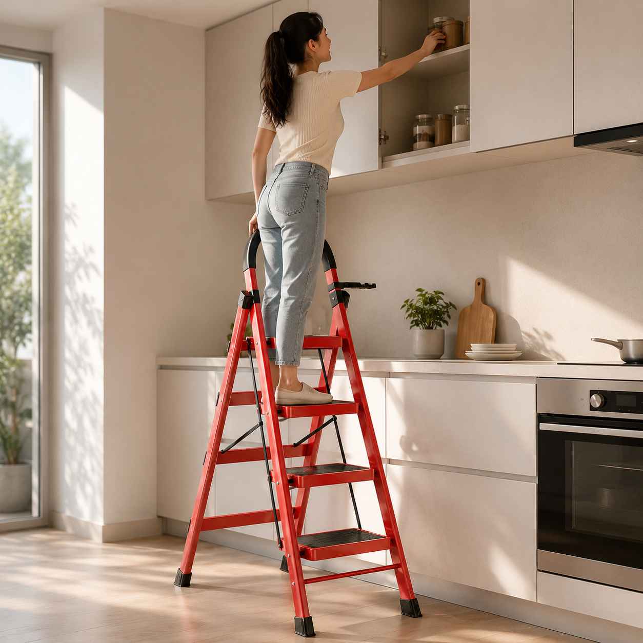 4-Step Carbon Steel Folding Step Ladder - StepHome C4