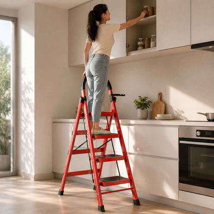 4-Step Carbon Steel Folding Step Ladder - StepHome C4