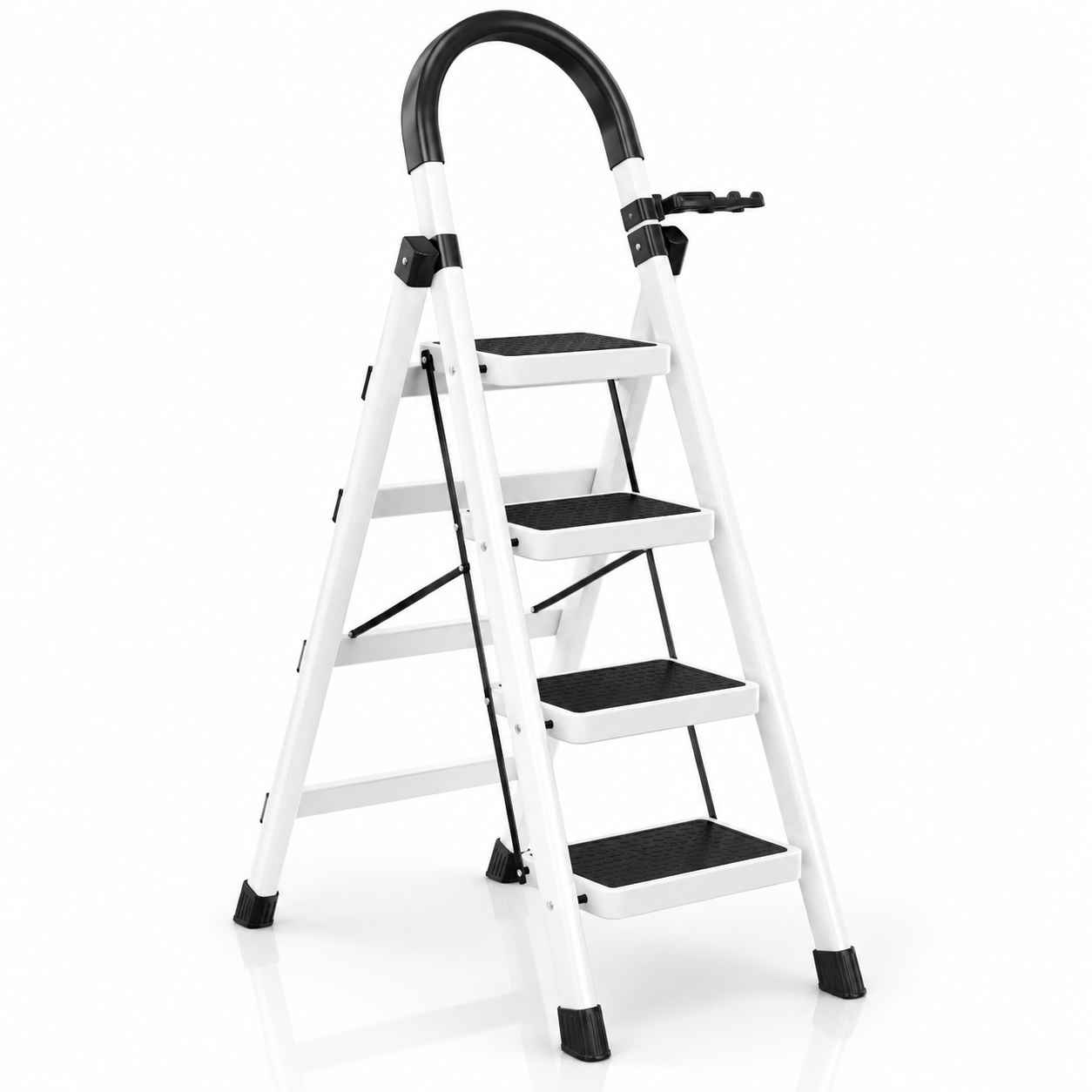 4-Step Carbon Steel Folding Step Ladder - StepHome C4