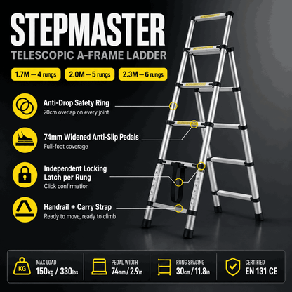 StepMaster — Telescopic A-Frame Step Ladder
