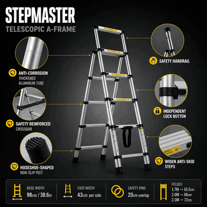 StepMaster — Telescopic A-Frame Step Ladder